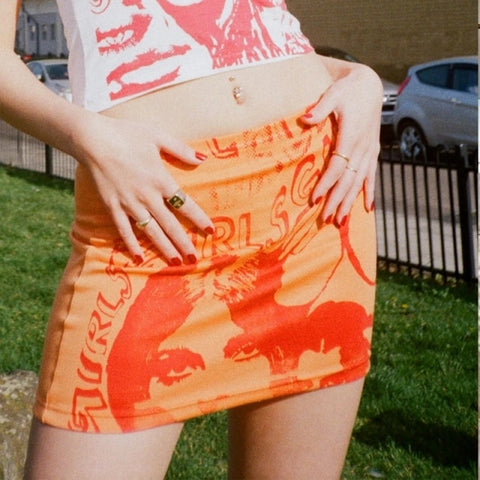 Graphic Print Mini Skirt