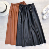 Faux Leather A-Line Flare Skirt