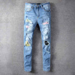 Men's Badge Patchwork Denim Jeans